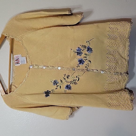 r&k originals Sweaters - Vintage R&K Originals short-sleeve knit cardigan Size 20W Cottagecore